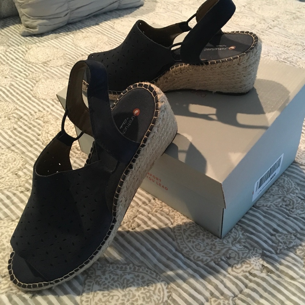 Clark’s Petrina Gail Navy Espadrille Wedge Sandal
